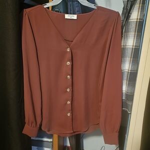 Zenana Outfitters Women's Rust Button-Up Blouse